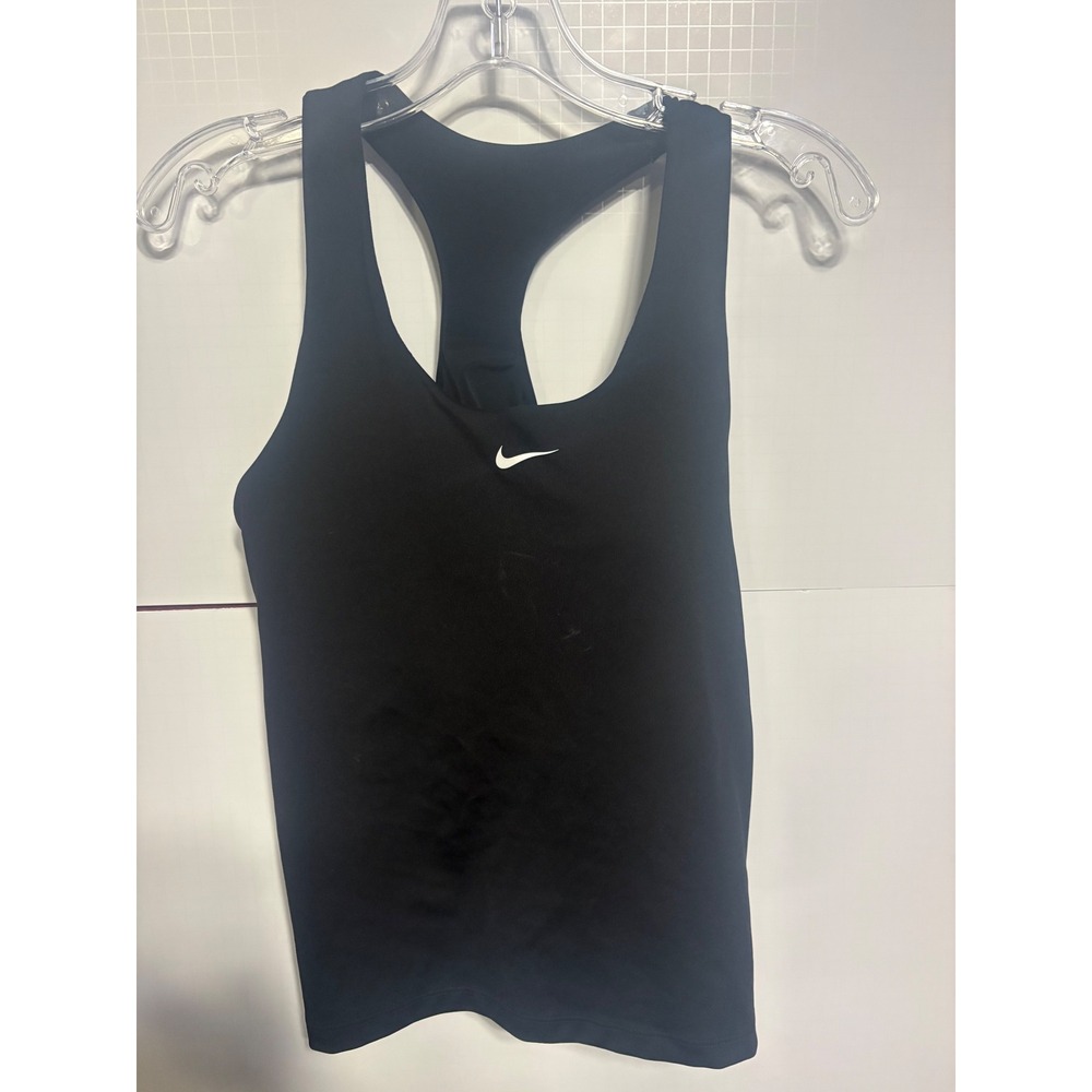 Nike Womens Dri-FIT Racerback Tank Top Black Large Built-in Bra Workout Top